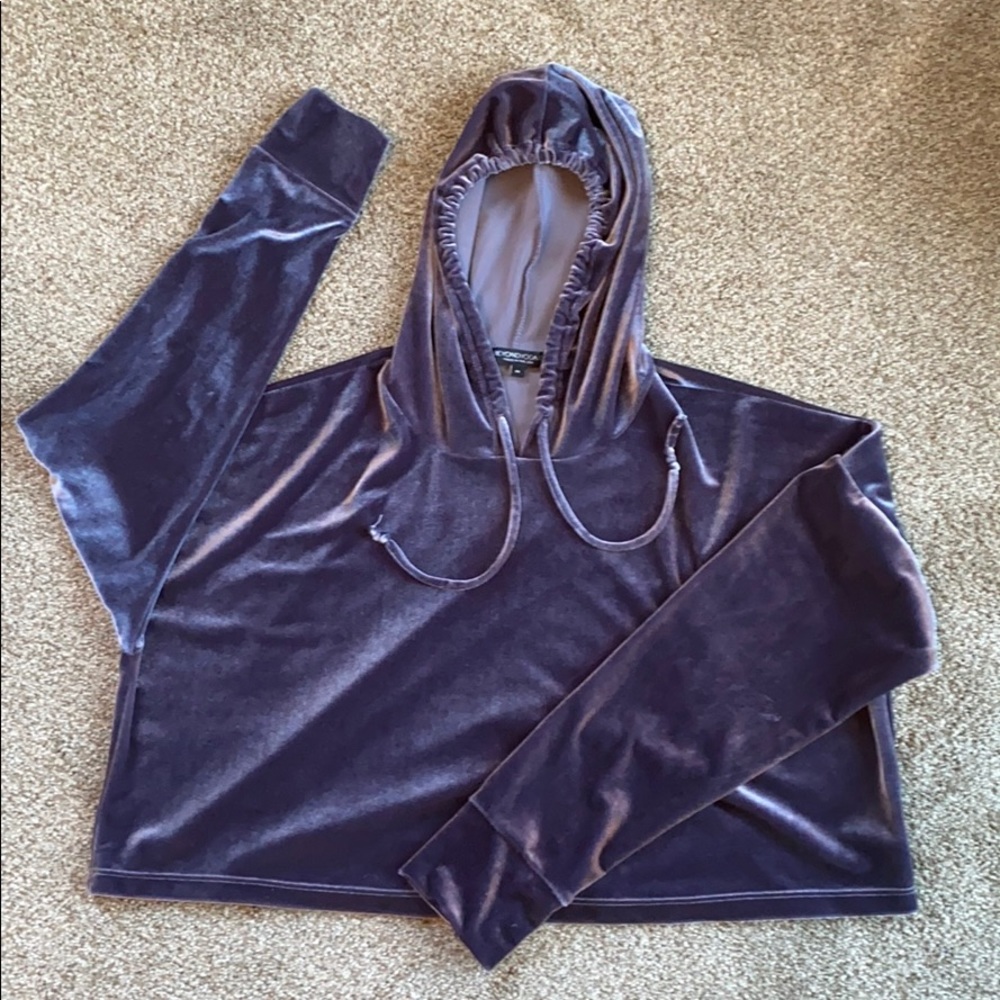 Size medium purple cropped velour hoodie